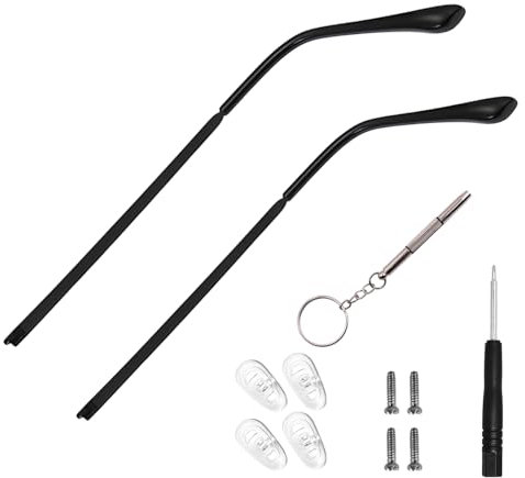 Brillenbügel,1 Paar Metall-Brillen-ErsatzbügelEtwa 13,5cm lang, Schwarz, Inklusive Drei in Einem Schraubendreher Reparaturwerkzeuge, Nasenpads und Schrauben, Modisch und langlebig, Einfach zu Ersetzen