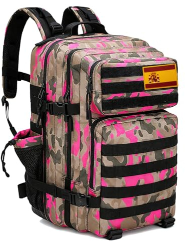 SEYATULLH Militär-Rucksack, 45 l, Nylon, 900D, mit MOLLE-System, für Damen und Herren, für den täglichen Gebrauch, Fitnessstudio, Wandern, Reisen, Camouflage, Rosa, One size
