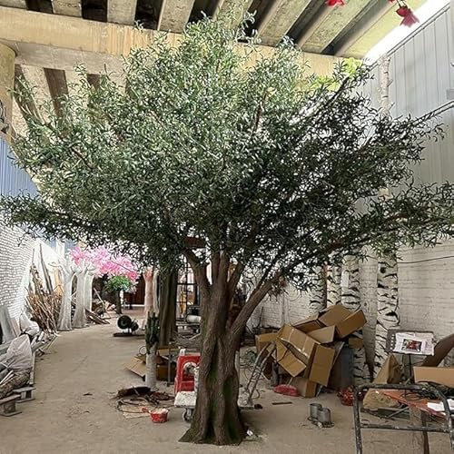 Sohodoo Künstlicher Olivenbaum mit natürlichem Holzstamm – realistische künstliche Olivenpflanze im Topf for die Dekoration von Zuhause, Büro und Terrasse(1.5mx1.2m)