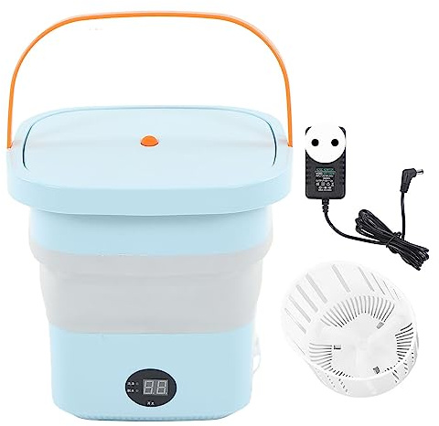 Tnfeeon Erweiterte Kompakte Faltmaschine mit Spintrockner Effizienter Wäschemaschine für Home & Outdoor -Nutzung Mini Tragbarer Eimer -Waschmaschine (EU-Stecker)