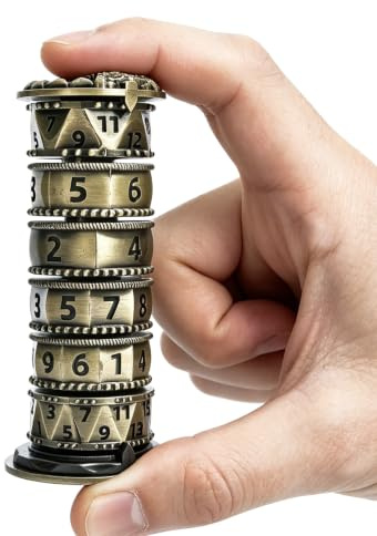 Metall DND Würfel, Drehbarer Polyedrischer Würfelturm aus Zinklegierung | 7-in-1 Fidget Dice Set mit D20 D12 D10 D% D8 D6 D4 für Dungeons and Dragons, Rollenspiele, Tabletop und Brettspiele (Bronze)