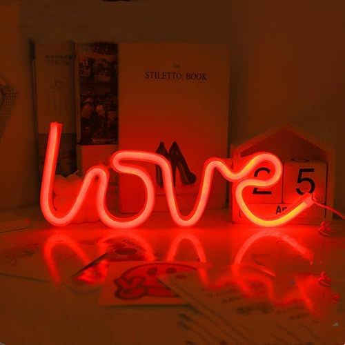 Cartel de neón rojo Love para bodas, funciona con 3 pilas AA o USB, luces de amor para niñas, dormitorio de mujer, boda, propuesta de matrimonio, regalos para novia y esposa