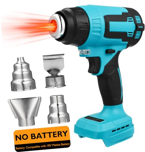 Gadpiparty Cordless Hot Air Heater with Nozzles Wireless Heavy Duty Blower Compatible with Makita Battery Speed Trigger High Temperature Protective Cover for Electronics Phone Repairs
