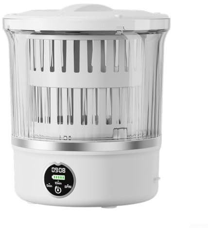 Machine à laver portable de 3 L, pour mini machine à laver, 6000 mAh pour capacité de la batterie avec modes de séchage rapide et de lavage, pour la maison et les voyages (blanc)