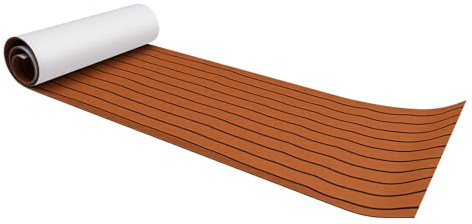 Revêtement de sol Eva autocollant 6 mm - Revêtement de sol en mousse EVA - Revêtement de sol antidérapant - Pour yacht et terrasse - Imperméable - Tapis de bateau d'extérieur - Marron - 240 x 60 cm