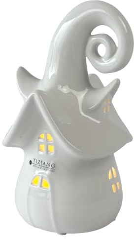 Tiziano® Deko Haus Avalon LED Creme-weiß 19cm | Stimmungsvolle Keramik Deko mit Timer, Ideal für Wohnzimmer und Eintrittsgeschenk, Weihnachtsdeko Liebling