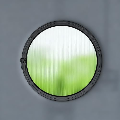 BYJSJY Kellerfenster,Rundes Fenster mit Mittelachsdrehung – Drehbares Fenster mit Aluminiumrahmen und 0,5 cm dickem sicherheitsglas – Für Moderne Architektur(Black3,60cm/23.6in)