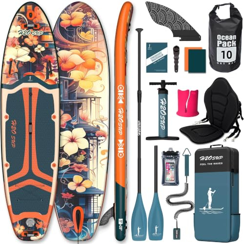 H2OSUP Tavola Sup Gonfiabile - Stand Up Paddle con Accessori Premium, Superstabilità Sup Gonfiabile, Paddle Boards Adulti con Capacità di 200KG per 3 Persone