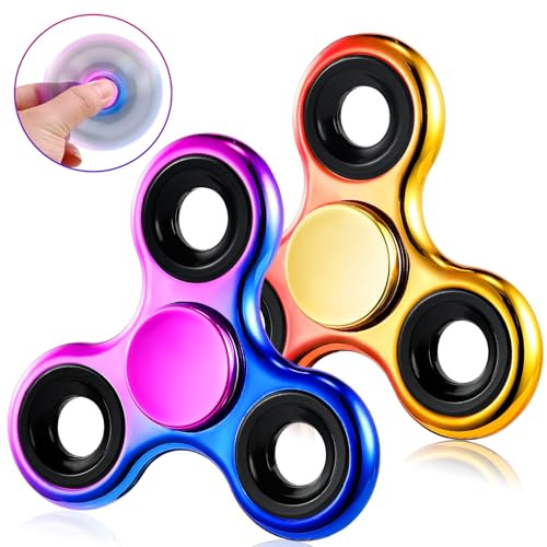 SCIONE 2 Stück Fidget Spinner Regenbogen Sensorisches Hand Fidget Toy, Angst Stress Relief Geburtstag Geschenke Finger Spinner für Kinder Erwachsene Jungen Mädchen