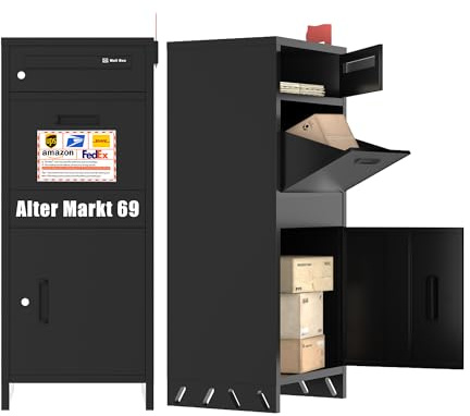 Paketbox Draussen Groß XXL|Diebstahlsicherer und wasserdichter Paketbriefkasten|Ausgestattet mit Lieferanweisungen und Individuellen Adressaufklebern|Installation Erforderlic(39x46x108 cm)
