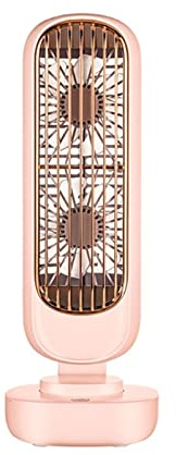 Standventilatoren, Doppelblatt-Kühlventilator, 3 Geschwindigkeiten, einstellbar, Turm-Tischventilator, leiser Luftkühler-Ventilator, tragbarer Schreibtischventilator, wiederaufladbar über USB(Pink)