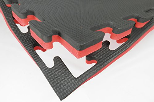 dirty pro tools THICK EVA INTERLOCKING FLOOR MATS GYM JUDO EXERCISE MARTIAL ARTS SPORTS BOXING BLACK-RED (12 mats 12 square meters)