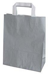 PGV Papiertragetaschen mit Flachhenkel 22 + 10 x 29 cm (10 Stück, HELLGRAU)