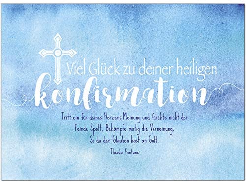 Einladungskarten Manufaktur Hamburg Glückwunschkarte Konfirmation mit Umschlag/Blau Aquarell mit Text/Konfirmationskarten/Karte für Glückwünsche/Feier