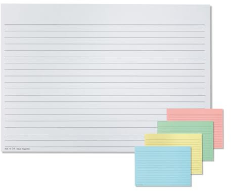 Meyer-Wagenfeld | 500 große Karteikarten DIN A5 liniert, quer | Einlegekarten für Karteitaschen | 190g/m² starker Karton | Farbe: weiß