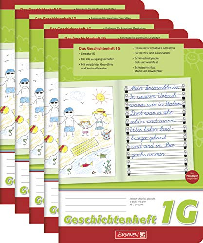 5x Brunnen Geschichtenheft A5 mit Lernblume, 1G