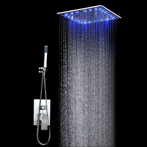 30 * 30 CM Doccia a mano Sistema doccia Set doccia Soffione a pioggia Soffione a pioggia Irroratore a soffitto Montaggio a filo Il colore varia in base alla temperatura dell'acqua