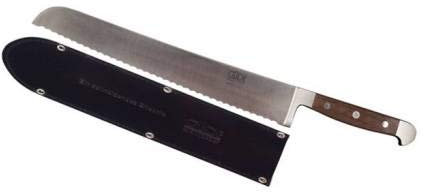 Güde Messer Brotmesser 32 cm aus Walnuss inkl. Güde Lederscheide