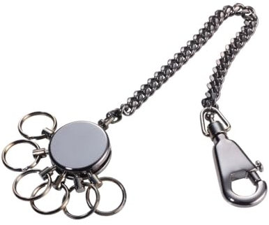 TROIKA PATENT CHAIN – KR10-60/GM – Schlüsselanhänger mit Kette – Schlüsselkette– inkl. Karabinerhaken – 6 ausklinkbare Ringe – Messing, Metall– glänzend – black chrome – TROIKA-Original