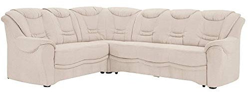 Cavadore Ecksofa Bansa mit Federkern / Polstercouch im klassischen Design / inkl. Bettfunktion / 265 x 94 x 215 / Mikrofaser Creme