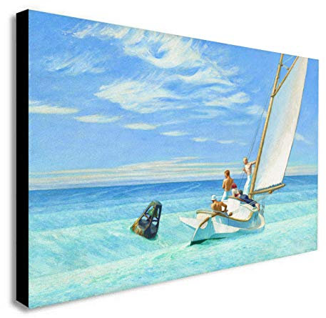 FAB - Edward Hopper Kunstdruck auf Leinwand, gerahmt, A1, 81,3 x 61 cm, Wohnzimmer, Heimbüro