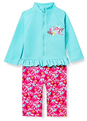 Playshoes UV-Schutz Einteiler Unisex Kinder Badeanzug Schwimmanzug Badebekleidung, Flamingo Langarm, 74/80