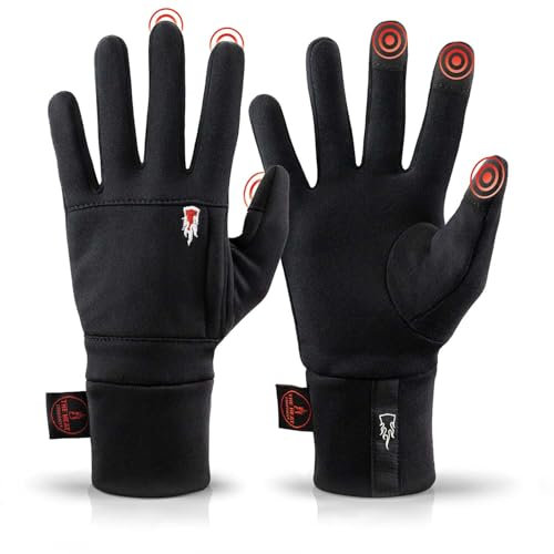 THE HEAT COMPANY – Polartec Liner - Warme Touchscreen Handschuhe für Damen & Herren - Premium Qualität - Winterhandschuhe schwarz - Fahrradhandschuhe & Laufhandschuhe - Größe 7