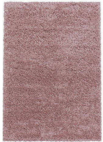 Teppium Moderner Hochflor Teppich Wohnzimmer 160x230 cm Rosa - Shaggy Flauschiger Teppich, Extra Weich, Pflegeleicht und Einfarbig - für Schlafzimmer, Küche und Esszimmer