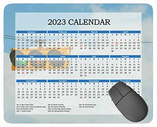 YENDOSTEEN Gaming Mauspad 2023 Jahr Kalender mit Urlaub, Pflanzen Licht Hintergrund Mauspat für Büro Computer Laptop Männer Frauen