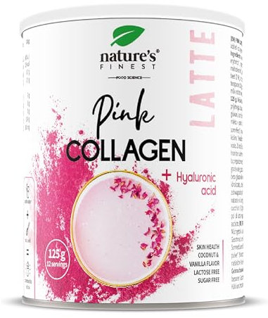 Nature's Finest by Nutrisslim Pink Collagen Latte Powder with Hyaluronic Acid, Coconut & Vanilla Flavour, Supports Hair, Skin & Nails, Energy Boost, and Emotional Balance