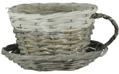 Weide Blumentopf mit Folie Tasse Natürlicher Pflanzenbehälter Topfpflanzen und Blumen Pflanzkorb Pflanztopf (24 cm)
