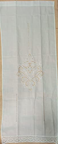 Corredocasa Tendina Dietro Vetro Misto/Lino Intaglio Ricamata A Mano per Finestra a Pannello Elegante e Accogliente per Sala da Pranzo,Cucina o altri Ambienti Casa Bianco (60x240 cm, Bianco)