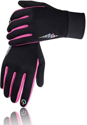 SIMARI Kids Winter Gloves with Touchscreen, Water-Resistant, Warm Thermal, Windproof for Boys Girls Toddler, Gloves for Cold Weather Cycling Running Snow Ski Football Soccer Hiking Camping (Rose L)