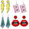 4 Paar Neon Ohrringe 80er Vintage Weihnachtsohrringe Bunt Anhänger 80er 90er Jahre Outfit Damen Accessoires Neon Party Kostüm Zubehör Übertriebene Earrings Aesthetic