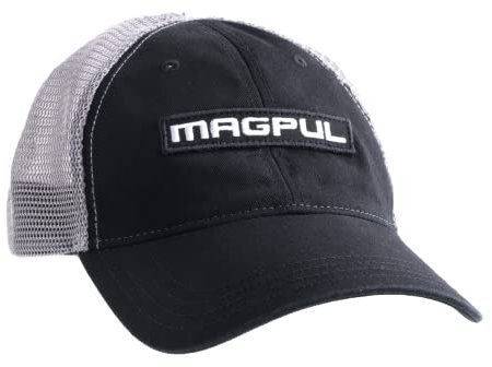 Magpul Uni-Erwachsene Trucker Hat Snap Back Baseball Cap, One Size Fits Most Baseballkappe, Wordmark Garment Washed Black/Charcoal, Einheitsgröße
