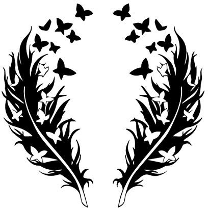 MACMRD Auto Aufkleber 15,8 M * 15,9 cm Vinyl Aufkleber Federn Schmetterling Romantisches Design Auto Aufkleber Schwarz/Silber