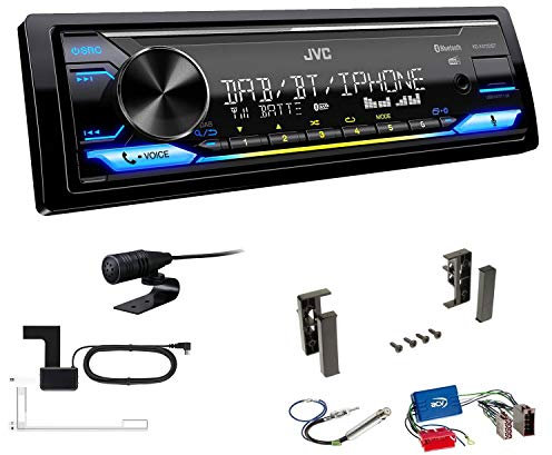 JVC KD-X472DBT 1-DIN Autoradio Bluetooth USB inkl DAB Antenne Einbauset kompatibel mit Audi A4 1999-2000 schwarz Facelift