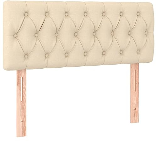 vidaXL Kopfteil, Bettkopfteil mit Holzbeinen, Höhenverstellbar Polsterkopfteil für Bett, Betthaupt Bettzubehör Schlafzimmer, Creme 90x7x78/88cm Stoff