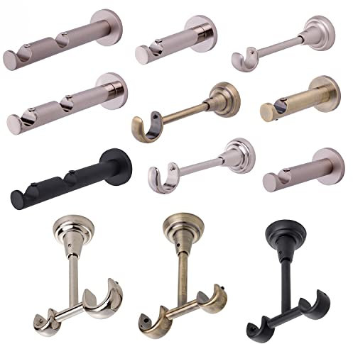 MDEKOR Deckenträger 2-läufig Messing Gold Deckenhalter mit Metallmontageplatte für Gardinenstange 19 mm Abstand kürzbar