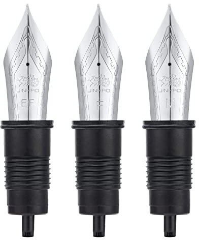 Set of 3 Jinhao X159, 1935 and 9019 Fountain Pen Replacement Nib Parts (EF, F and M) Silver Trim