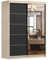Fabryka Mebli Idźczak Kleiderschrank mit Spiegel, Schiebetüren - Schwarzer Schwebetürenschrank, Schlafzimmerschrank - ‎61 x 150 x 200 cm - Schrank für Schlafzimmer, Ankleidezimmer, Garderobe, Sonoma