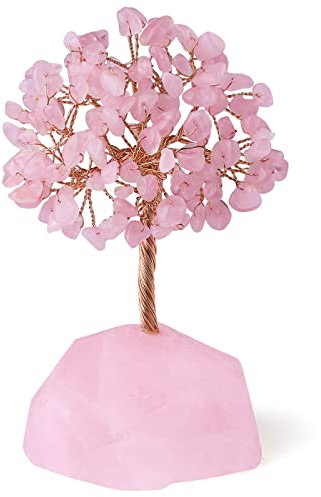 XIANNVXI Rosenquarz Kristallbaum Kristalle Geldbaum Lebensbaum Deko Feng Shui Natürlicher Edelsteine Steine Deko Tree of Life Trommelsteine Basis Bonsai Baum Dekoartikel Home Decor
