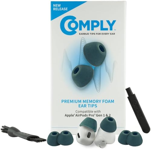 Comply Foam Ear Tips for Apple AirPods Pro Generation 1 and 2, Small, Pine Green, 3 Pairs, Ultimate Comfort, Unshakeable Fit, Earbud Replacement Tip, Made in The USA