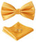 HOULIFE Fliege Herren Set - Verstellbare Fliege aus Satin Polyester Vorgebunden Fliege, einfarbige Einstecktuch, Manschettenknöpfe Set für Bräutigam Hochzeit mit Geschenkbox, Gelb