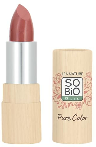 LÉA NATURE SO BiO étic| Rouge à lèvres Satiné certifié Bio – Pure Color | Bois de rose | Effet brillant & satiné | Couvrance homogène | Lèvres nourries | Beurre de Karité | Vegan|Made in France| 4,5g
