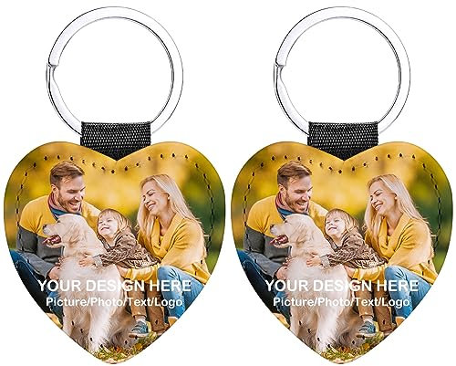 HooAMI Porte-clés photo personnalisé avec texte d'image, cadeau pour homme, femme, petit ami, Cœur en cuir synthétique, Coutume