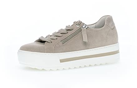 Gabor Damen Low-Top Sneaker, Frauen Halbschuhe,Wechselfußbett,Moderate Mehrweite (G),Laufschuhe,schnürschuhe,schnürer,Silk,37 EU / 4 UK