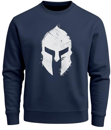 Neverless® Sweatshirt Herren Print Sparta-Helm Spartaner Gladiator Krieger Warrior Rundhals-Pullover Bedruckt Fashion Streetwear