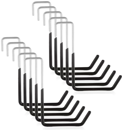 GBACHOOSE 10 ganchos para colgar vigas, ganchos en S grandes resistentes de 7.5 pulgadas, color negro, colgador de vigas con revestimiento de vinilo para colgar, ganchos de garaje, escalera de