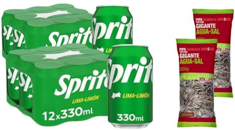 UBOON - Lima-Limón, Bajo en Azúcares y Calorías, Pack 24 Lata 330ml + + ¡Incluye Dos Pipas girasol gigantes tostadas Mercadona de Regalo